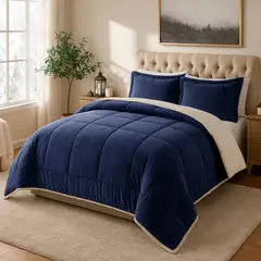 GENERICO - EDREDON 1.5 PLAZA INVERNIA SET FELPA CON SHERPA + FUNDAS DE ALMOHADA