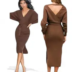 GENERICO - Vestido Rip Casual Maxi Murciélago Tcl-25 Color Marron