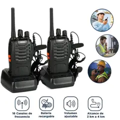 GENERICO - 2 Radios Transceptores Walkie Talkie 16 Canales FM Alcance