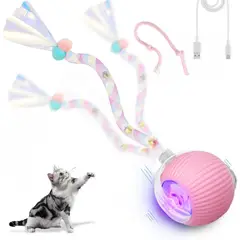 GENERICO - Pelota Interactiva para Gatos con 2 Sogas Juguete Recargable