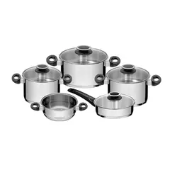 TRAMONTINA - Juego de Ollas New Solar acero inoxidable 9 piezas