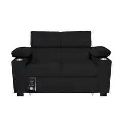 BARAKA HOME - Sofá Cama Baltimore con Porta Vasos y Bolsillo 1.5 plz - Negro