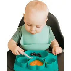 GENERICO - Plato para Bebé Silicona De Corazones Con Divisiones Verde