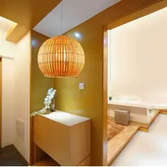 GENERICO - Lámpara Colgante de Bambu Natural Led