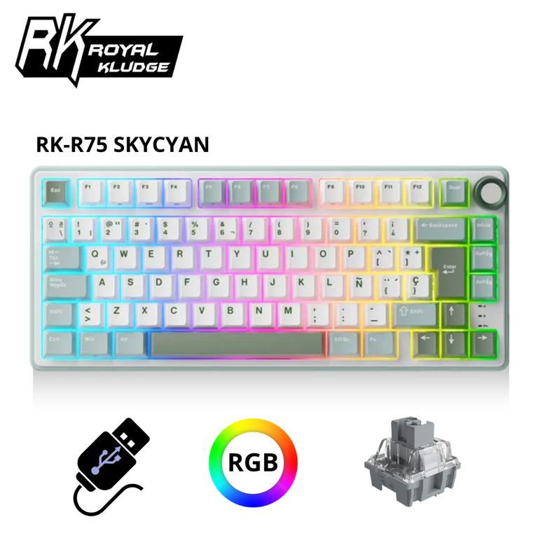 Teclado RK R75 Cableado SKYCYAN - K SILVER SWITCH