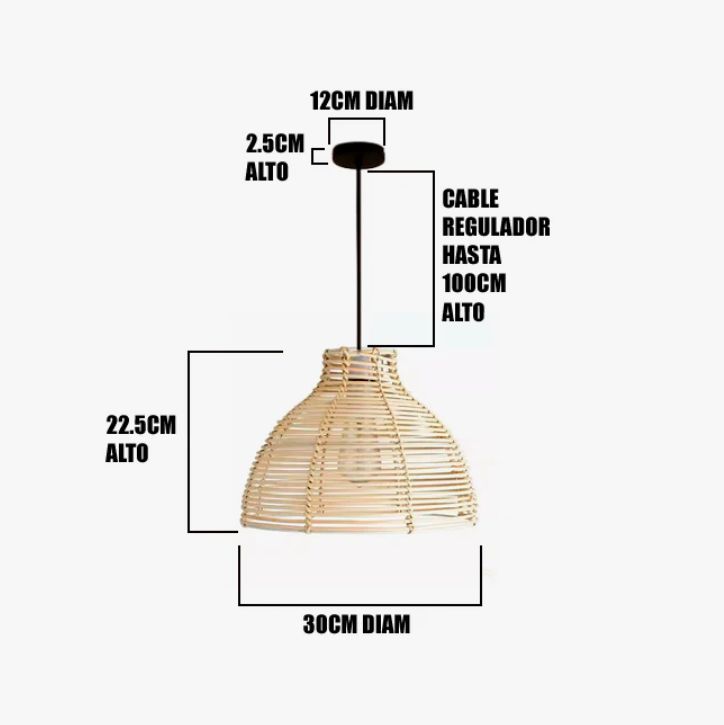 Lámpara Colgante de Rattan Natural Led