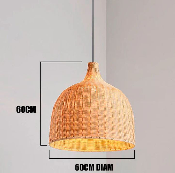 Lámpara Colgante de Mimbre Natural Led