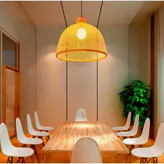GENERICO - Lámpara Colgante de Bambu Natural Led