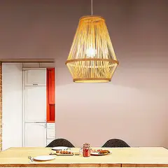 GENERICO - Lámpara Colgante de Bambu Natural Led