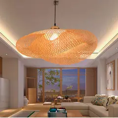 GENERICO - Lámpara Colgante de Bambu Natural Led