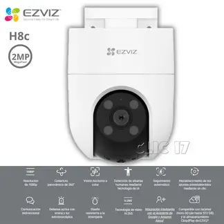 EZVIZ - Cámara de Seguridad H8C Pro Externo 2MP 360° WIFI con IA Alexa