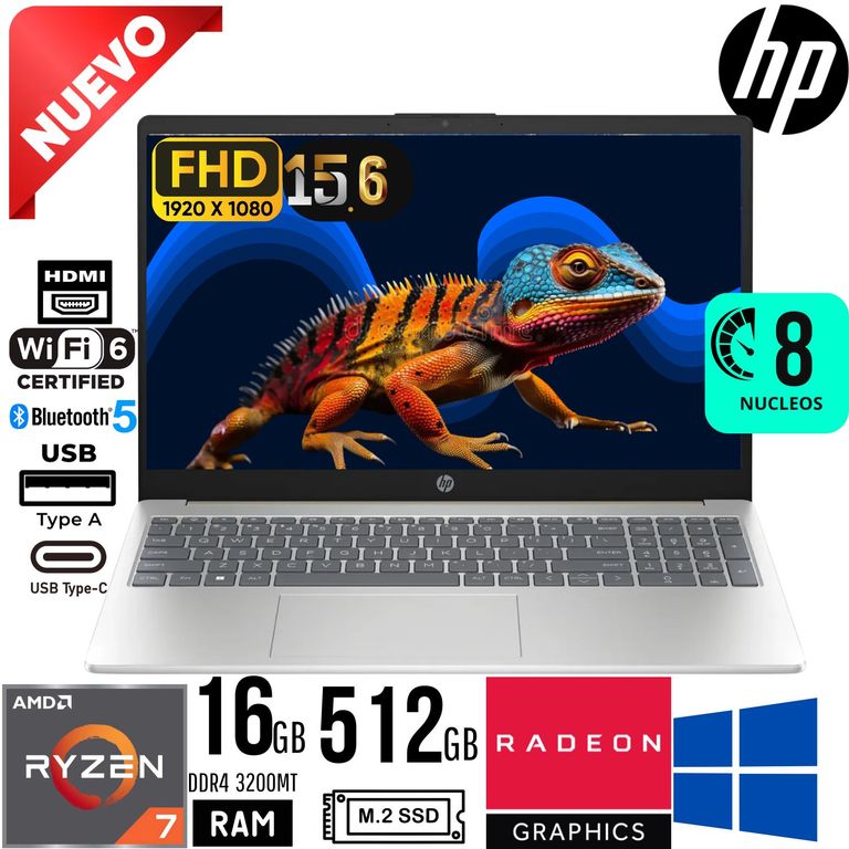 LAPTOP 15 FC0275LA Ryzen 7 7730U RAM 16GB SSD 512GB 15.6" FULL HD Windows 11 pro