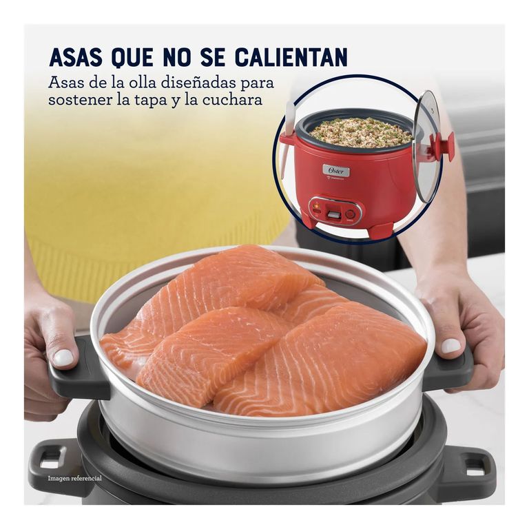 Olla Arrocera 1.8L 3 en 1 Función de Sofrito Vaporera Rojo