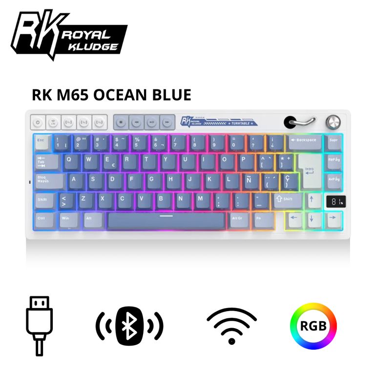Teclado RK M65 Inalambrico OCEAN BLUE - CREAMY SWITCH