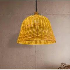 GENERICO - Lámpara Colgante de Mimbre Natural Led