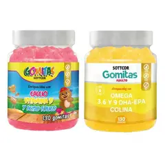 GENERICO - PACK 2 GOMITAS CALCIO NIÑOS + OMEGA 3 ADULTO 260 UND