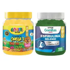 GENERICO - PACK 2 GOMITAS OMEGA 3 NIÑOS + ESPIRULINA ADULTOS 260 UND