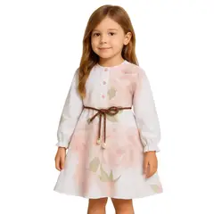 GENERICO - Vestido de Flores de Rosas con cinturon