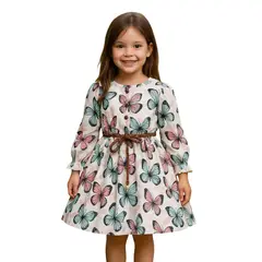 GENERICO - Vestidos de Mariposas de colores con cinturon