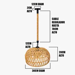 GENERICO - Lámpara Colgante de Soga Trenzada Led