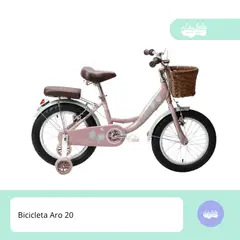 GENERICO - Bicicleta aro 20 para niña rosa con canastilla