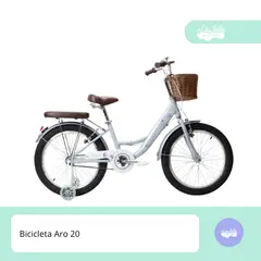 GENERICO - Bicicleta aro 20 para niña blanca con canastilla