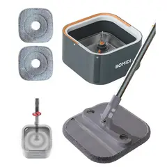 BOMIDI - Trapeador Giratorio Gris Balde Escurridor 2 Mopas M20