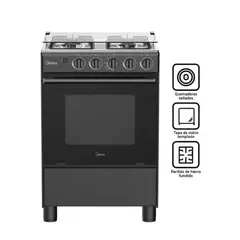 MIDEA - COCINA DE PIE A GAS 4 HORNILLAS NEGRO - MGS24FS2LFABBC-PE