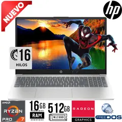 HP - LAPTOP 15 FC0275LA Ryzen 7 7330U 15.6" FULL HD RAM 16GB SSD 512GB Free Dos NP : B9TR3LA