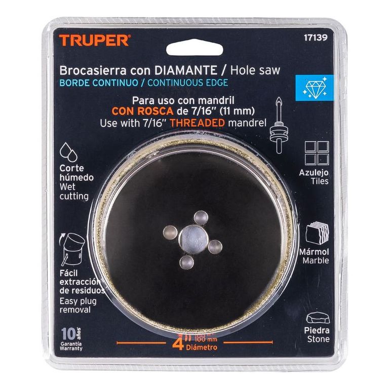 Broca sierra diamante 4 borde continuo Truper17139