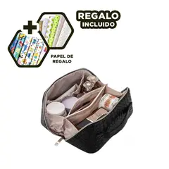 GENERICO - Cosmetiquero Pequeño de Maquillaje Negro Y+Papel de Regalo