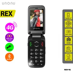 UNONU - CELULAR BASICO REX FLIP 4G DUAL SIM - NEGRO