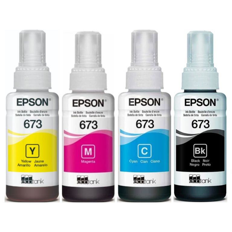 Kit pack Botella Tinta T673 Negro Cian Magenta Amarillo