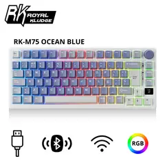 ROYAL KLUDGE - Teclado RK-M75 Inalambrico OCEAN BLUE - K SILVER SWITCH