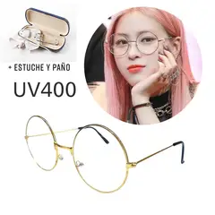 GENERICO - Lentes Redondos Dorados de Descanso Vintage Coreano Lennon Potter