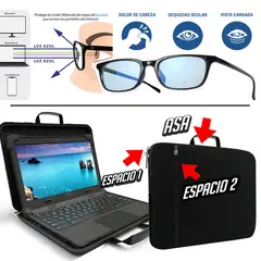 GENERICO - Kit funda maletin laptop 15 a 16 + lentes computadora filtro azul