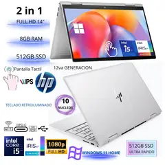 HP - Laptop 2 en 1 Envy X360 14-ES1013DX Intel Core i5-120U 8GB RAM 512GB SSD 14" FHD IPS Tactil 9R8R2UA
