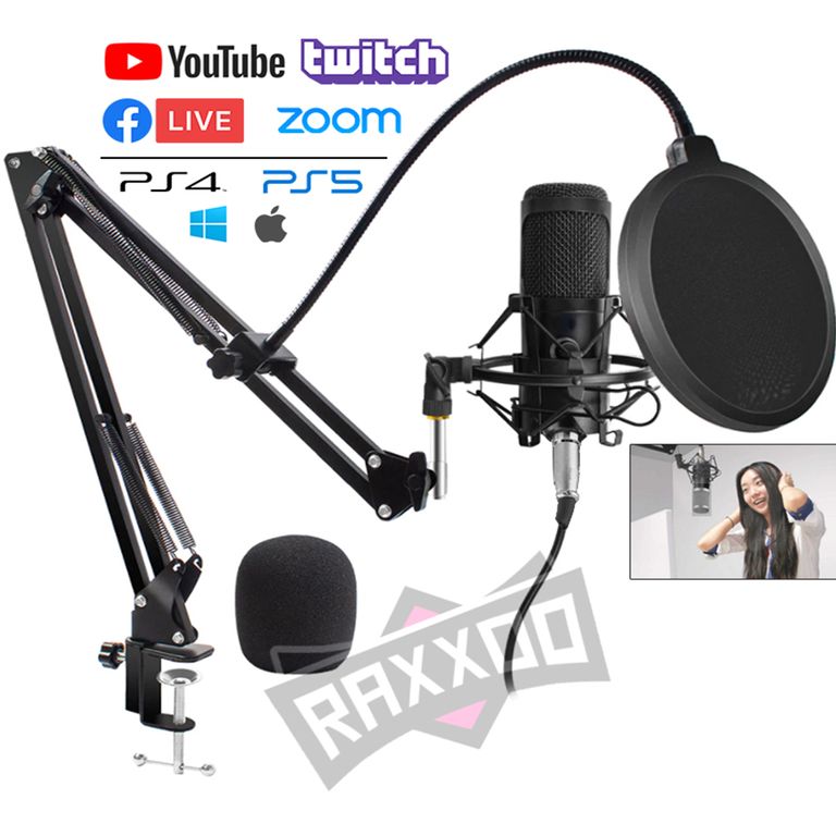 Kit Micrófono de Condensador Grabación Estudio Podcast