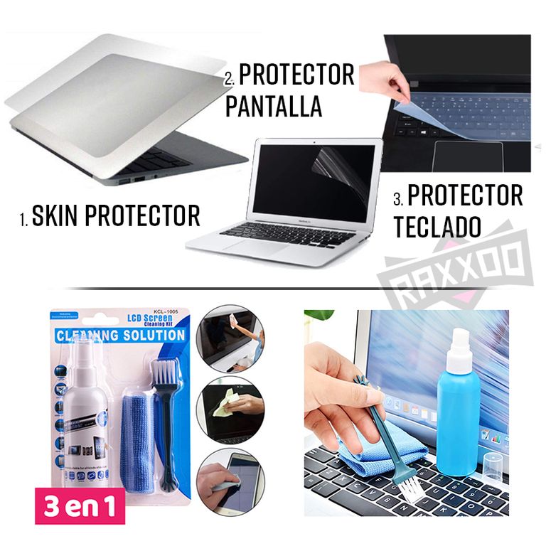 Combo protector de pantalla teclado skin hasta 15.6 + kit limpieza laptop