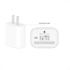 APPLE - Cargador 20W Tipo C Original Y Carga Rápida - Blanco