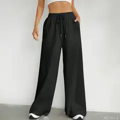 ROSUE - Pantalón holgado con cordón en la cintura fresco