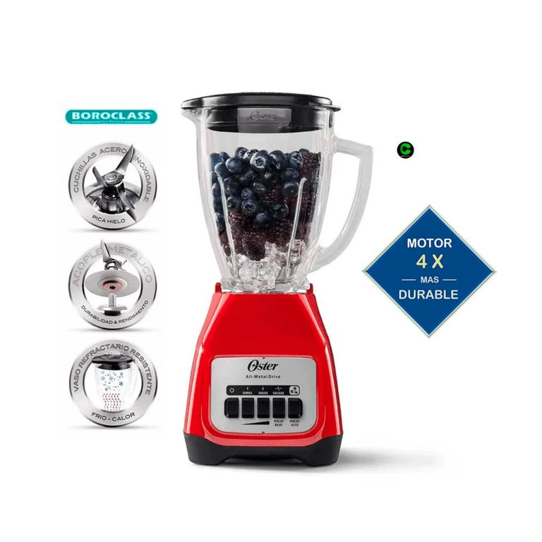 Licuadora 2V+Pulso Vaso de Vidrio BLSTKAGRPB 550W