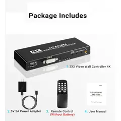 GENERICO - Controlador Video Wall 2X2 4k Hdmi hasta 4 Televisores Hdmi