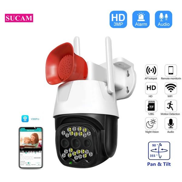 CAMARA SEGURIDAD WIFI IP 360° SENSOR DE MOVIMIENTO VISION NOCTURNA C ALARMA