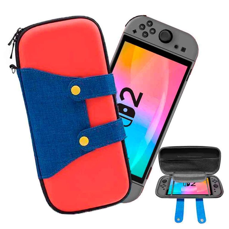 Estuche para Nintendo Switch 2 Rígido Eva Mario Rojo/Azul