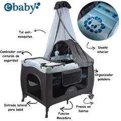 EBABY - Cuna corral con Funcion Mecedora y Camiador Sally GZ