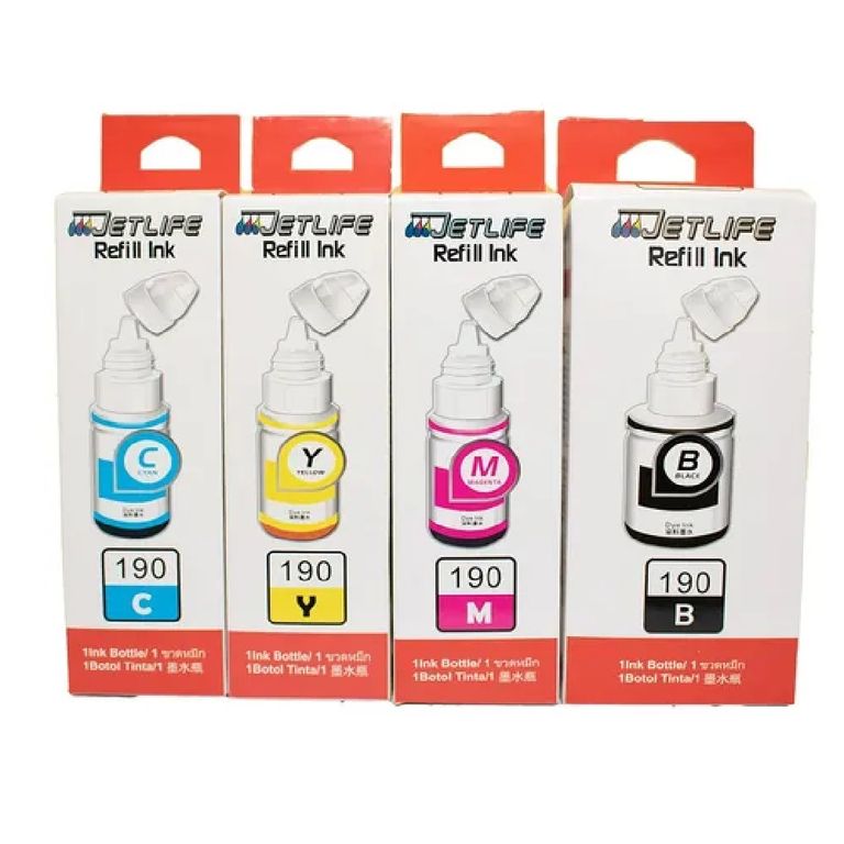 Tinta Compatible Canon Gi-190 Negro Cyan Yellow Magenta