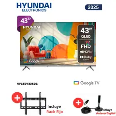 HYUNDAI - TELEVISOR SMART TV QLED 43 HYLED4326QG + Ant + Rack Fijo