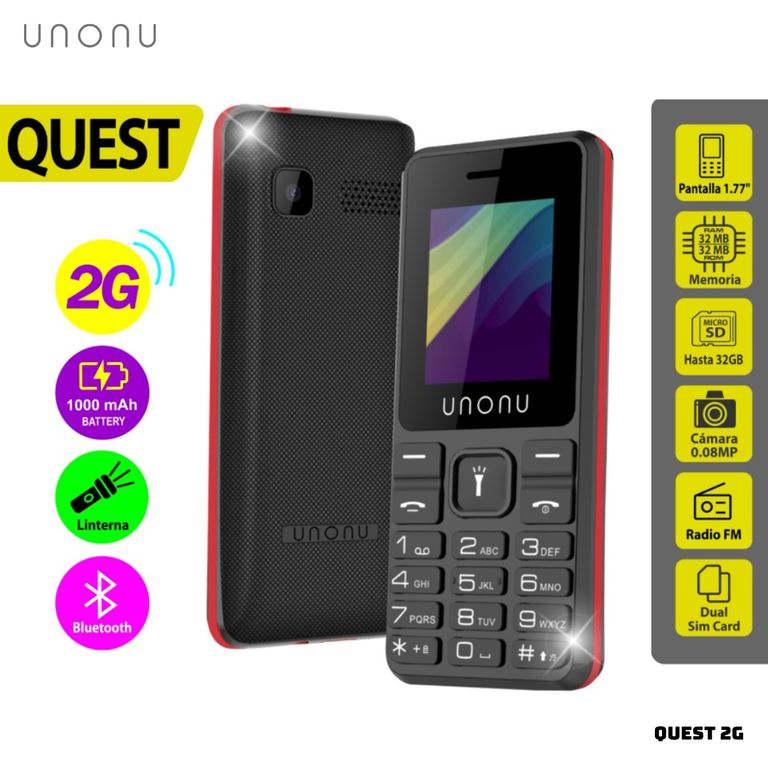 CELULAR BASICO QUEST 2G DUAL SIM - ROJO