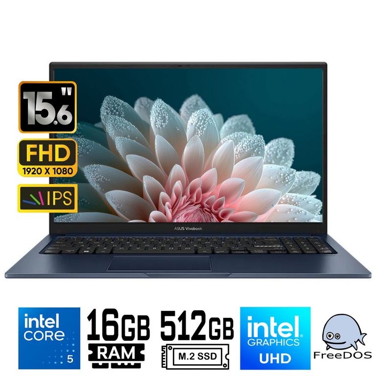 Laptop VivoBook X1504VA-BQ4609 Intel Core 5-120U Ram 16Gb SSD 512Gb 15,6"FHD FreeDos